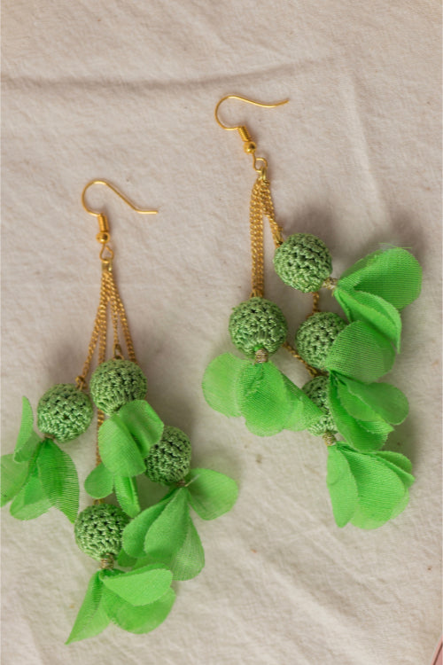 Samoolam Swing Earrings - Green Floral