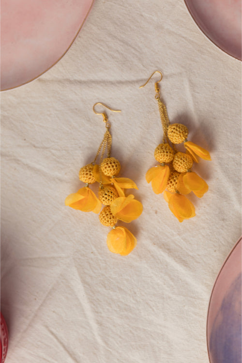 Samoolam Swing Earrings - Yellow Floral