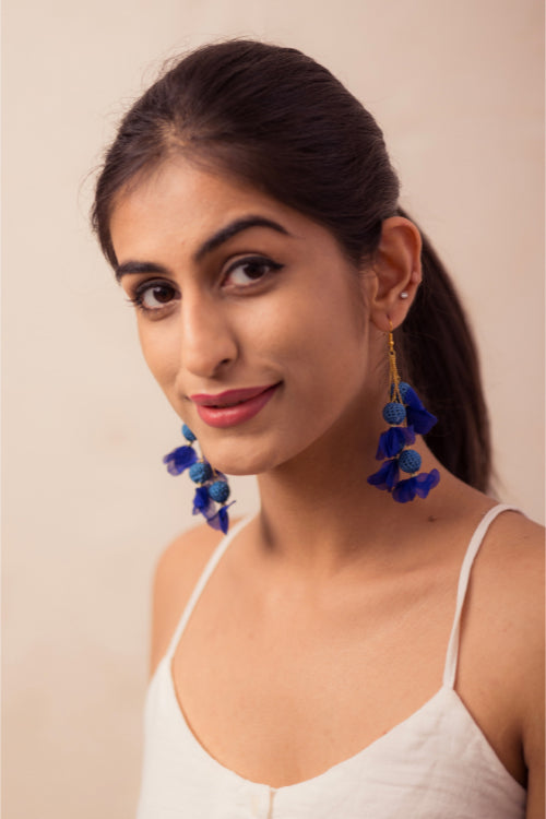 Samoolam Swing Earrings - Blue Floral