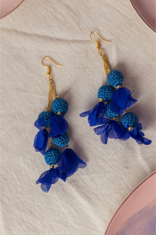 Samoolam Swing Earrings - Blue Floral
