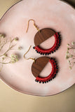 Samoolam Handmade Crescent Moon Earrings Red