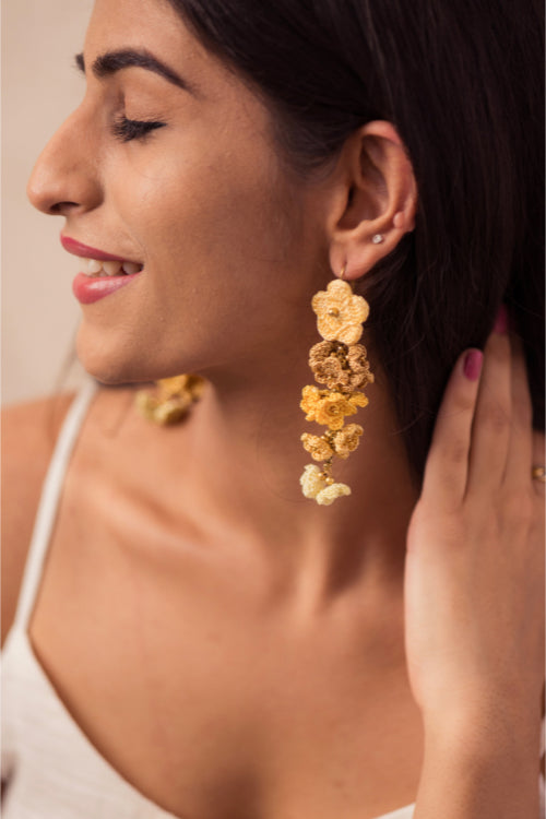 Samoolam Yellow Shower Floral Danglers