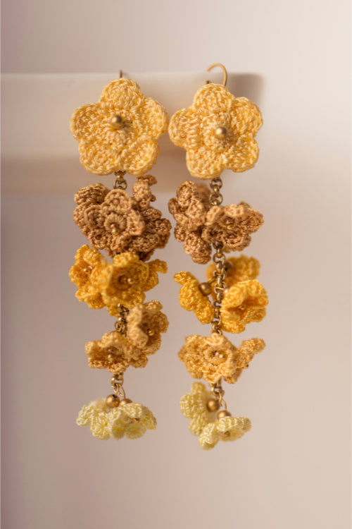 Samoolam Yellow Shower Floral Danglers