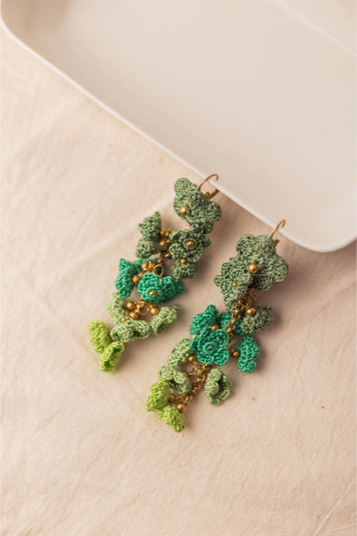 Samoolam Green Shower Floral Danglers