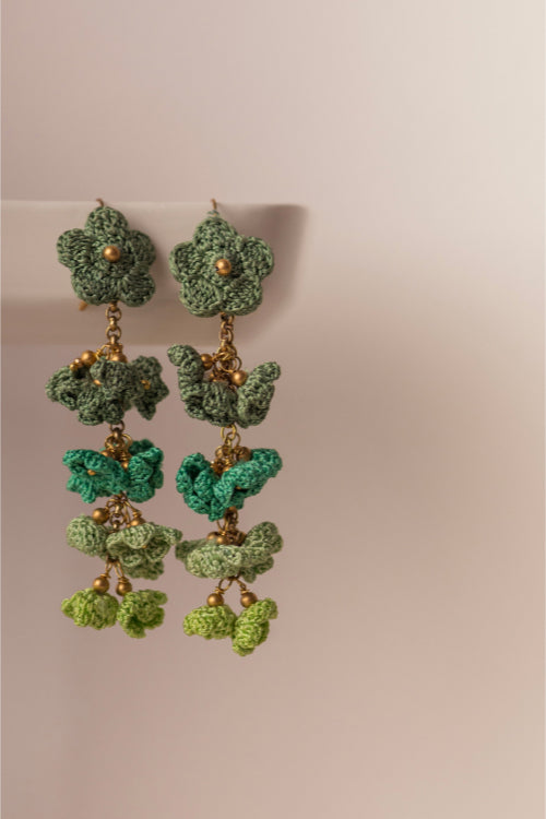 Samoolam Green Shower Floral Danglers