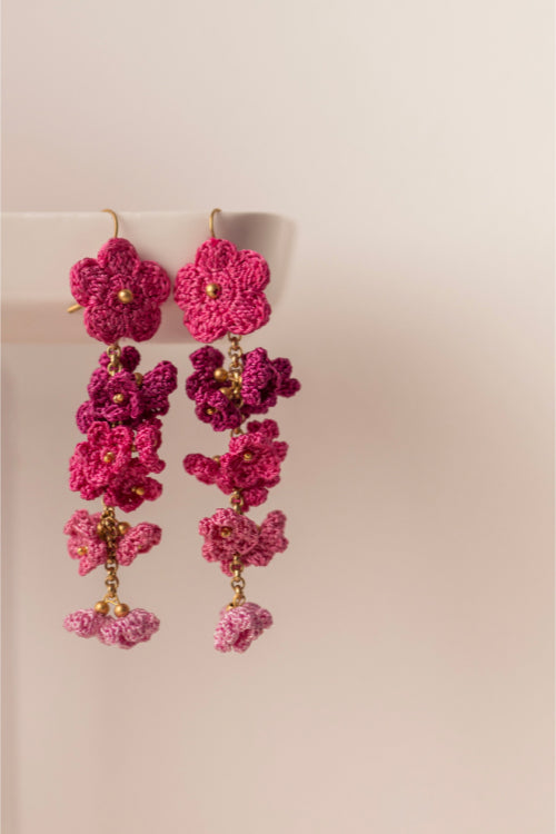 Samoolam Pink Shower Floral Danglers