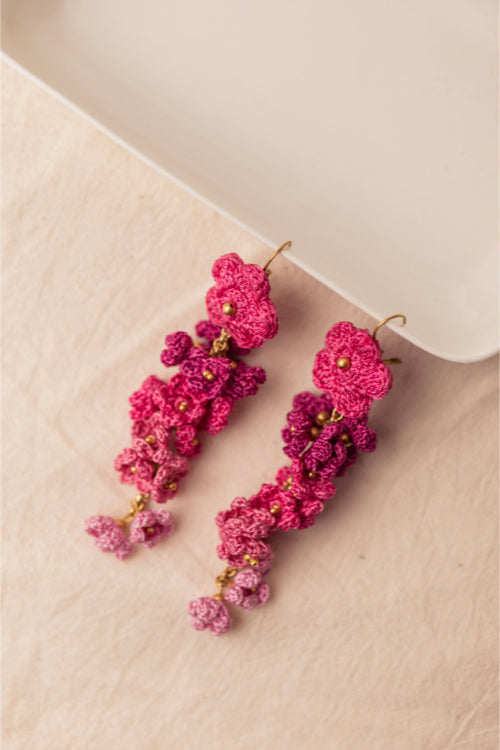 Samoolam Pink Shower Floral Danglers