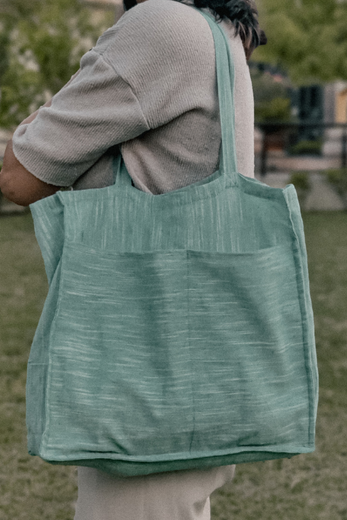 Ekatra Eco Friendly Teal Premimum Linen Tote Bags