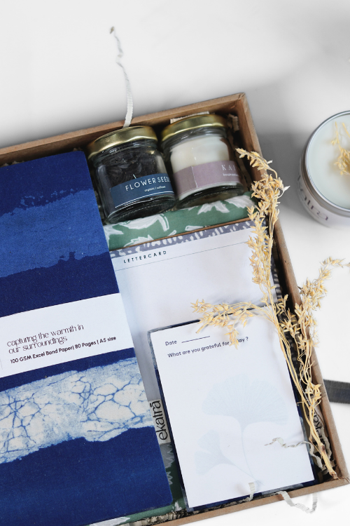 Sustainable Gratitude Hamper By Ekatra - Indigo Stripes