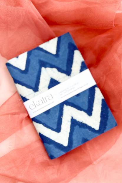 Ekatra A5 Handmade Journal  - Indigo Chevron ( Set Of 2 )