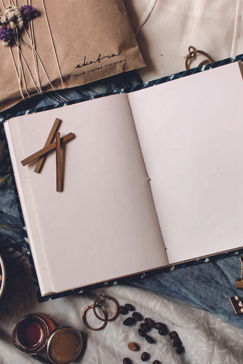 Ekatra A5 Handmade Journal  - Indigo Chevron ( Set Of 2 )