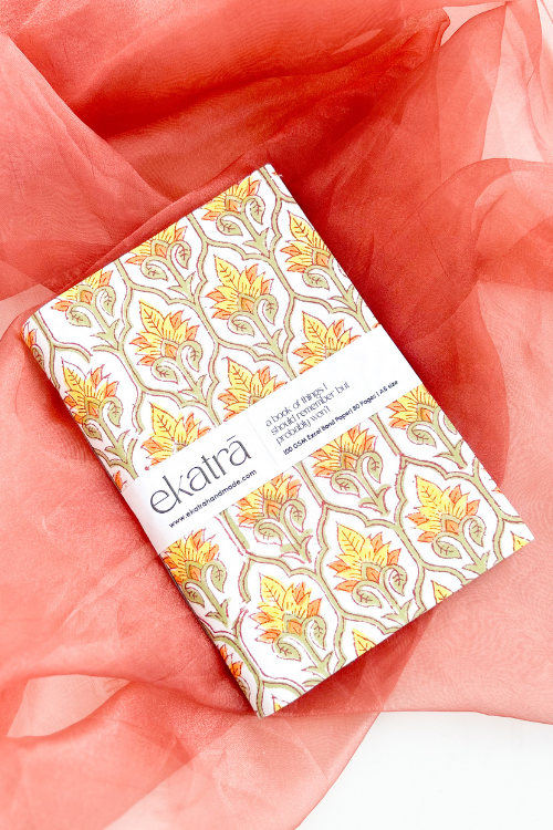 Ekatra A5 Handmade Journal - Yellow Floral ( Set Of 2 )