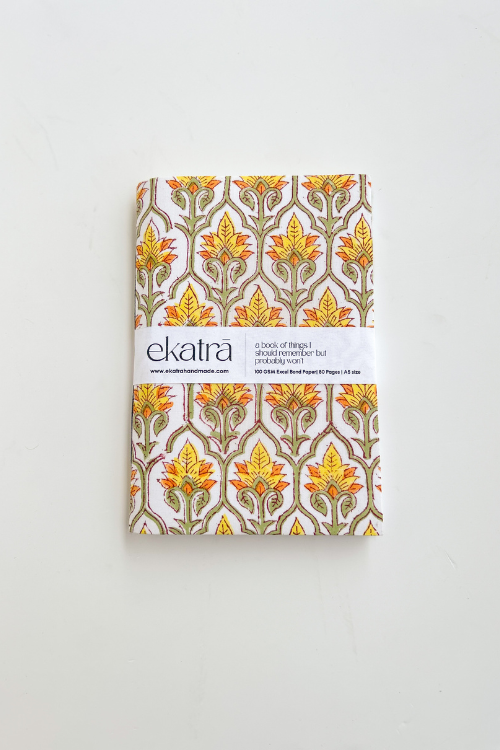Ekatra A5 Handmade Journal - Yellow Floral ( Set Of 2 )