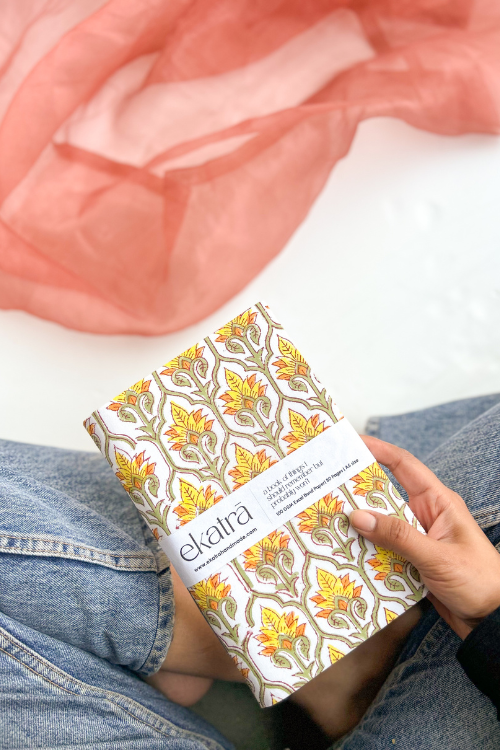 Ekatra A5 Handmade Journal - Yellow Floral ( Set Of 2 )