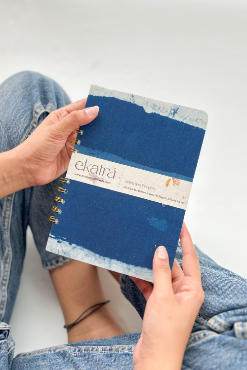A5 Wire Bound Ruled Journal By Ekatra - Indigo Stripes ( Set Of 2 )