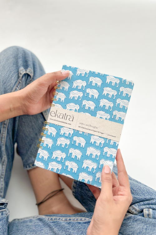 A5 Wire Bound Ruled Journal By Ekatra - Elephant Motif ( Set Of 2 )