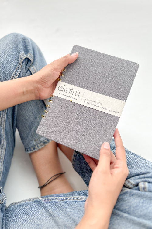 A5 Wire Bound Ruled Journal By Ekatra - Grey ( Set Of 2 )