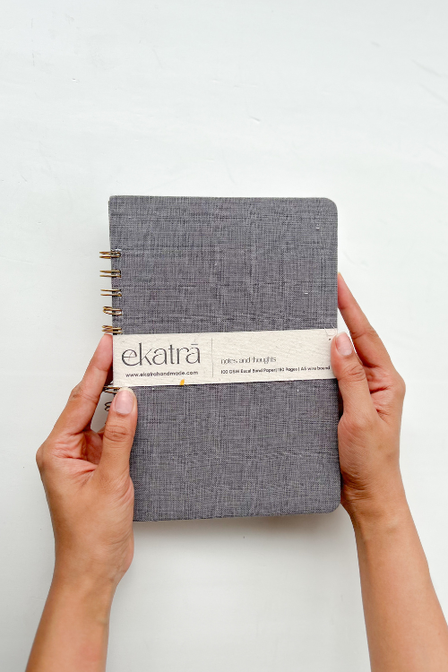 A5 Wire Bound Ruled Journal By Ekatra - Grey ( Set Of 2 )