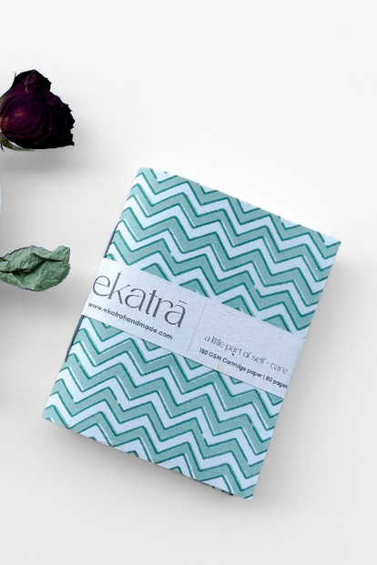 A6  Journal By Ekatra -Green Chevron ( Set Of 2 )