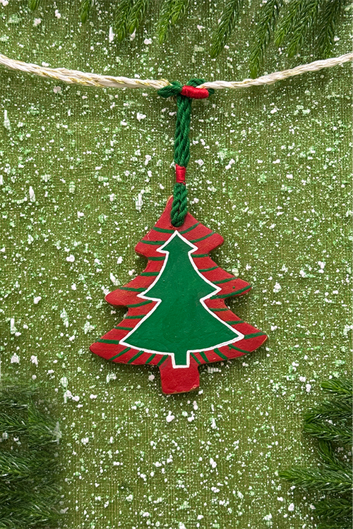 Antarang-Terracotta- Set Of 6 Christmas Decoration Hangings