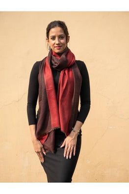 Exclusive Reversible Soft Kashmiri Wool Stole - Brown & Maroon