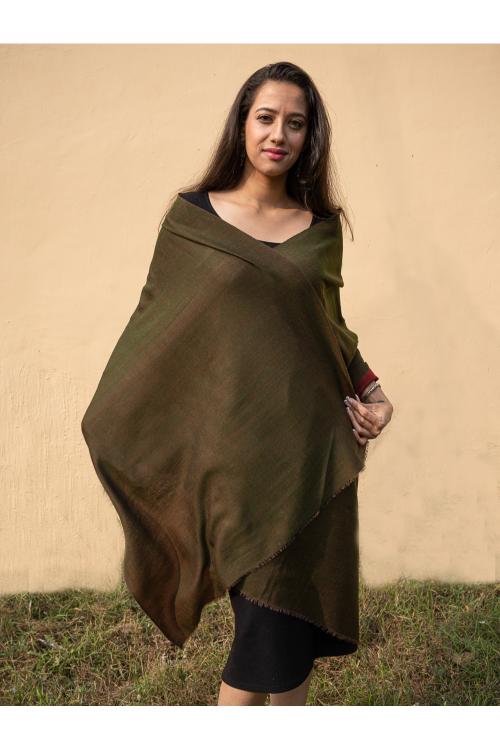 Exclusive Reversible Soft Kashmiri Wool Stole - Deep Red & Olive