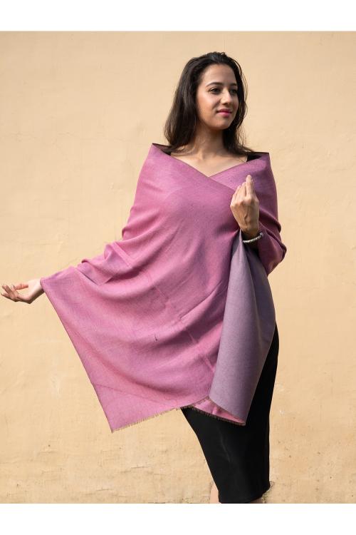 Exclusive Reversible Soft Kashmiri Wool Stole - Lavender & Rose Pink