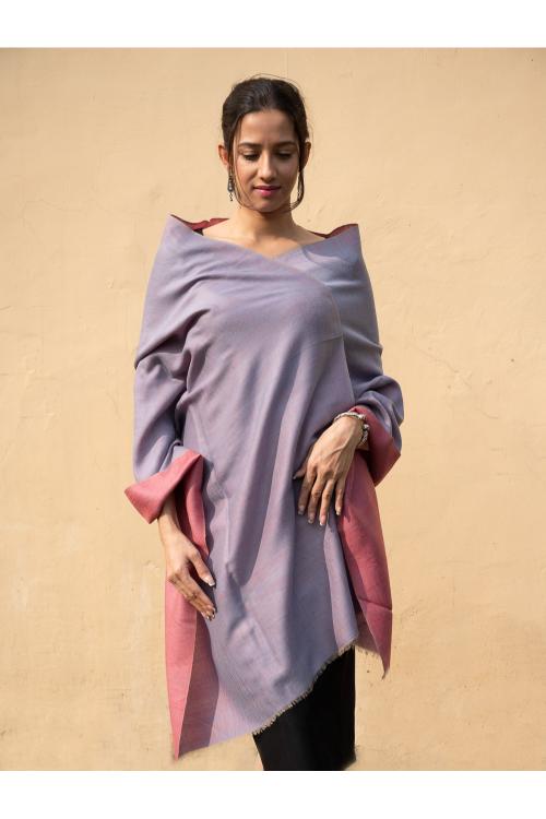 Exclusive Reversible Soft Kashmiri Wool Stole - Lavender & Warm Pink