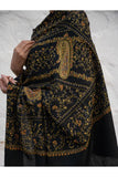 Exclusive, Fine Hand Embroidered Kashmiri Shawl - Black Paisley