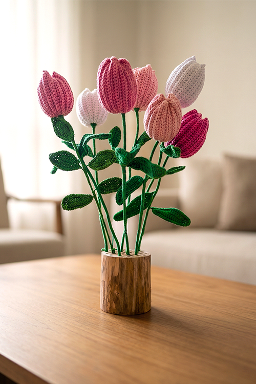 Samoolam Tulip Spring Serenity - Crochet Flower Bouquet