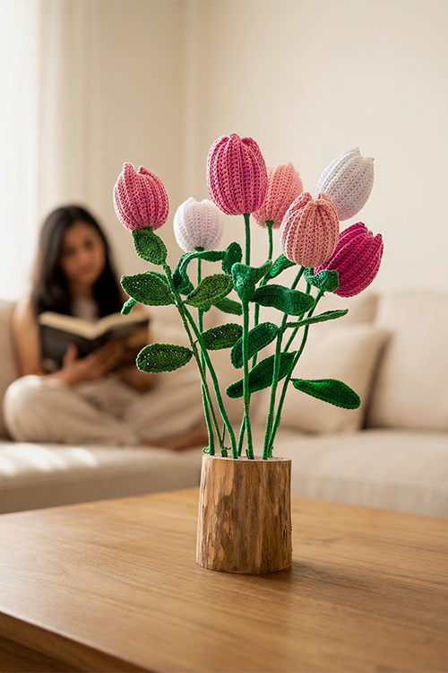 Samoolam Tulip Spring Serenity - Crochet Flower Bouquet