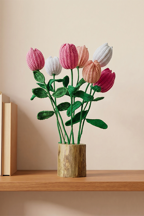 Samoolam Tulip Spring Serenity - Crochet Flower Bouquet