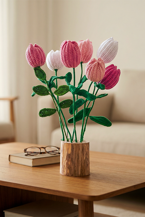 Samoolam Tulip Spring Serenity - Crochet Flower Bouquet