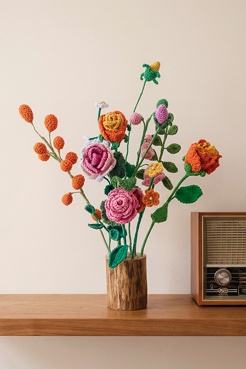 Samoolam Blossom Asymmetry - Crochet Flower Bouquet