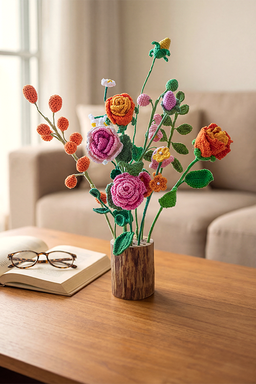 Samoolam Blossom Asymmetry - Crochet Flower Bouquet