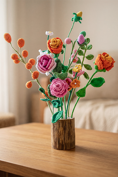 Samoolam Blossom Asymmetry - Crochet Flower Bouquet