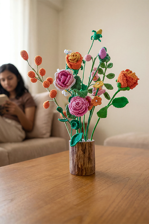 Samoolam Blossom Asymmetry - Crochet Flower Bouquet