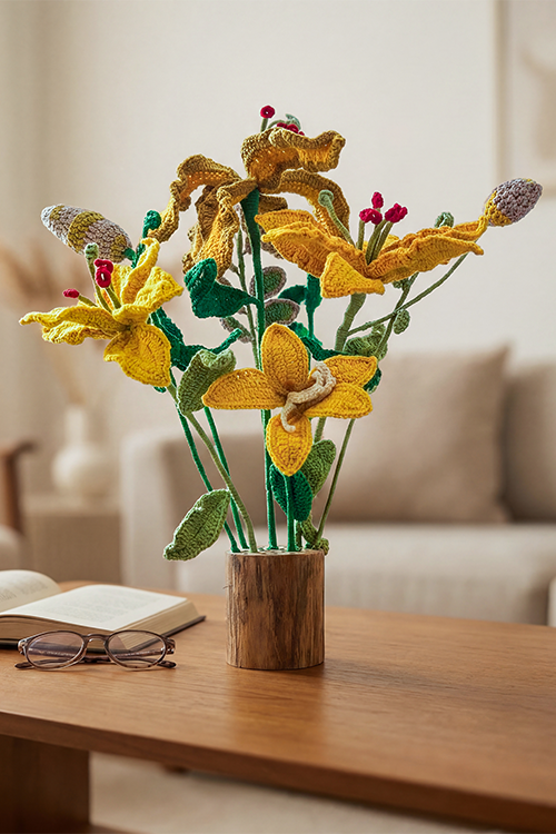Samoolam Golden Harmony - Crochet Flower Bouquet
