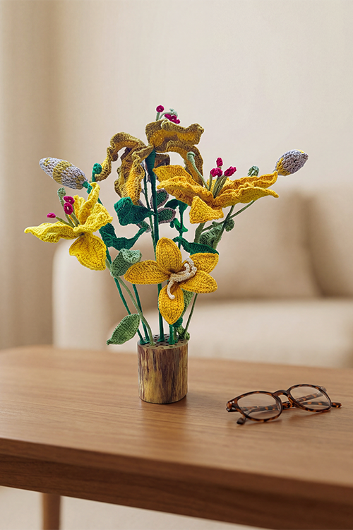 Samoolam Golden Harmony - Crochet Flower Bouquet
