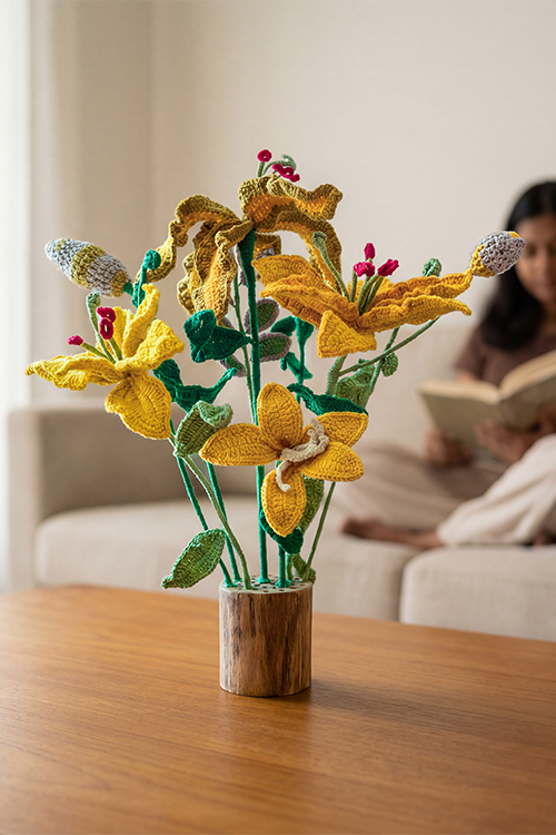 Samoolam Golden Harmony - Crochet Flower Bouquet