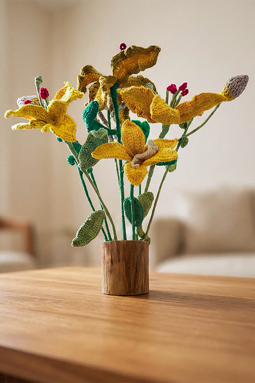 Samoolam Golden Harmony - Crochet Flower Bouquet