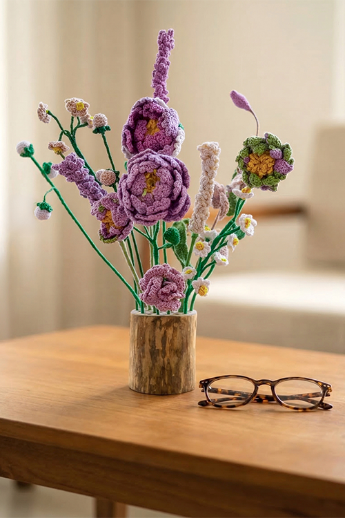 Samoolam Amethyst Bloom- Crochet Flower Bouquet