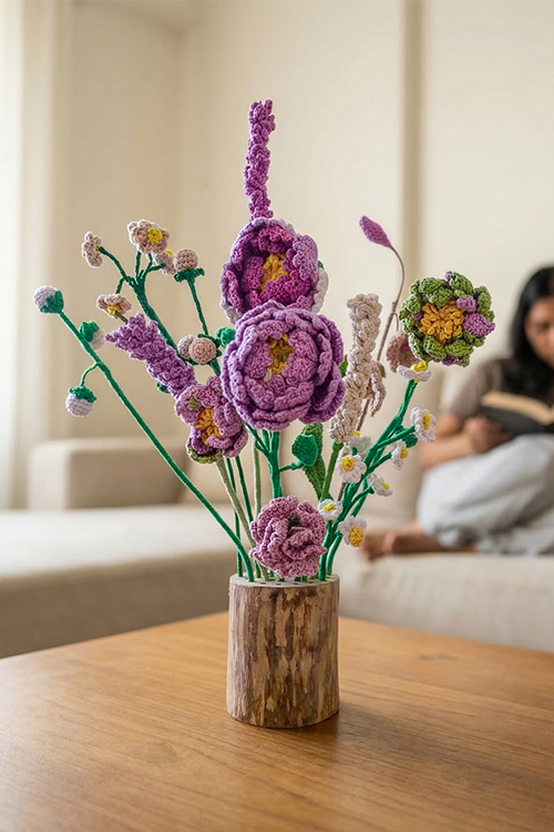 Samoolam Amethyst Bloom- Crochet Flower Bouquet