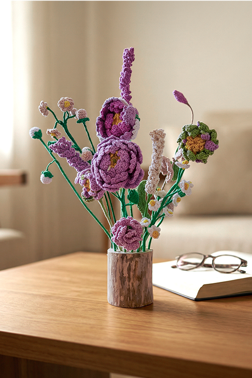 Samoolam Amethyst Bloom- Crochet Flower Bouquet