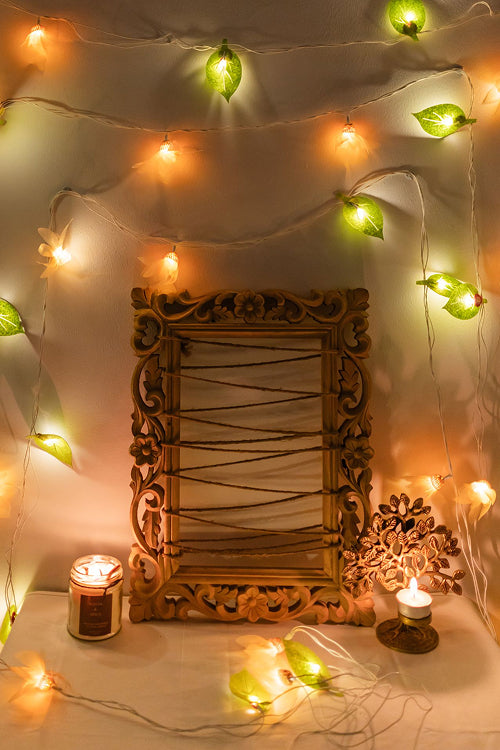 Samoolam Radiant Florals - Crocheted String Lights - Orange