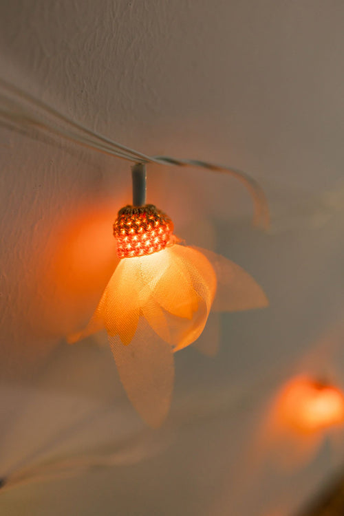 Samoolam Radiant Florals - Crocheted String Lights - Orange