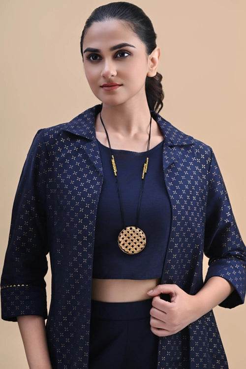 Miharu Black Gold Tone Small Pendant Necklace