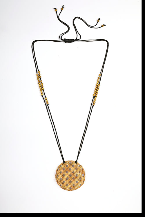 Miharu Black Gold Tone Small Pendant Necklace