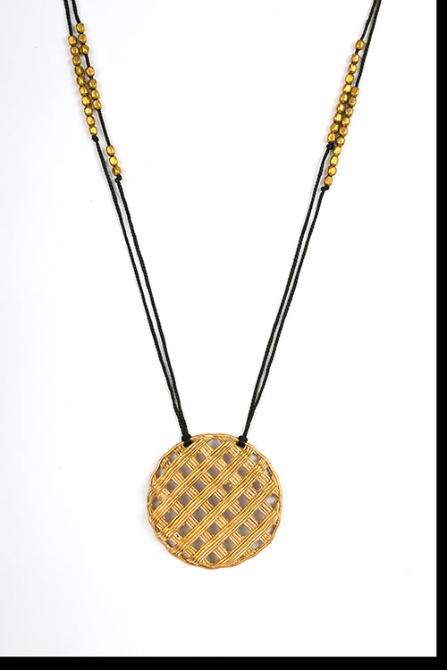 Miharu Black Gold Tone Small Pendant Necklace
