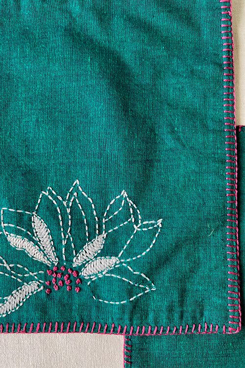 Okhai "Botanical" Hand Embroidered Pure Cotton Set of 6 Coasters